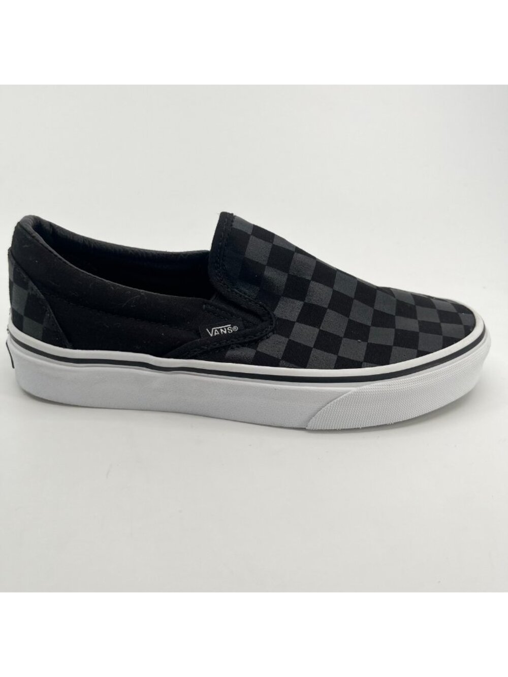 Vans Classic Slip-On Womens Size 6 Gray Black Athletic Skateboard Shoes Sneakers